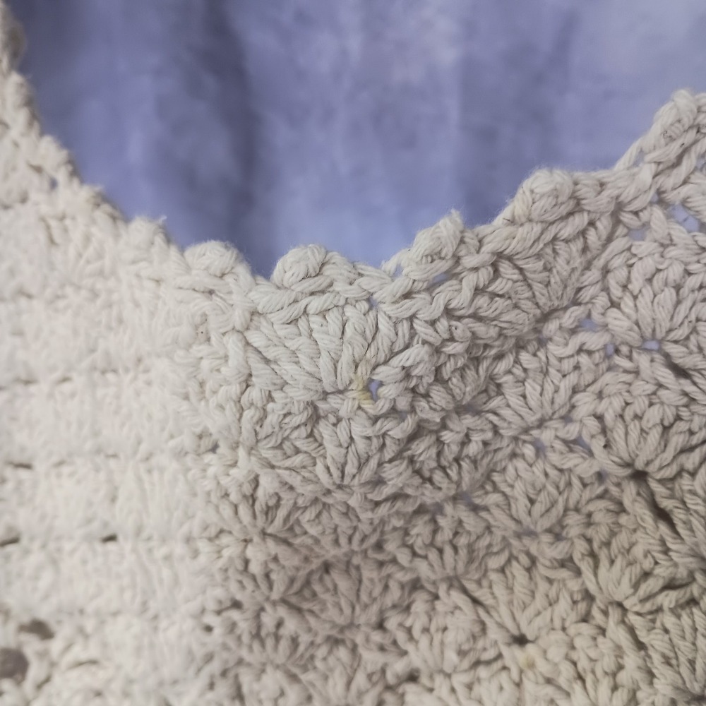 Handmade Crochet Tank Top Cream Open Knit Boho Festival Cottagecore - Picture 6 of 6